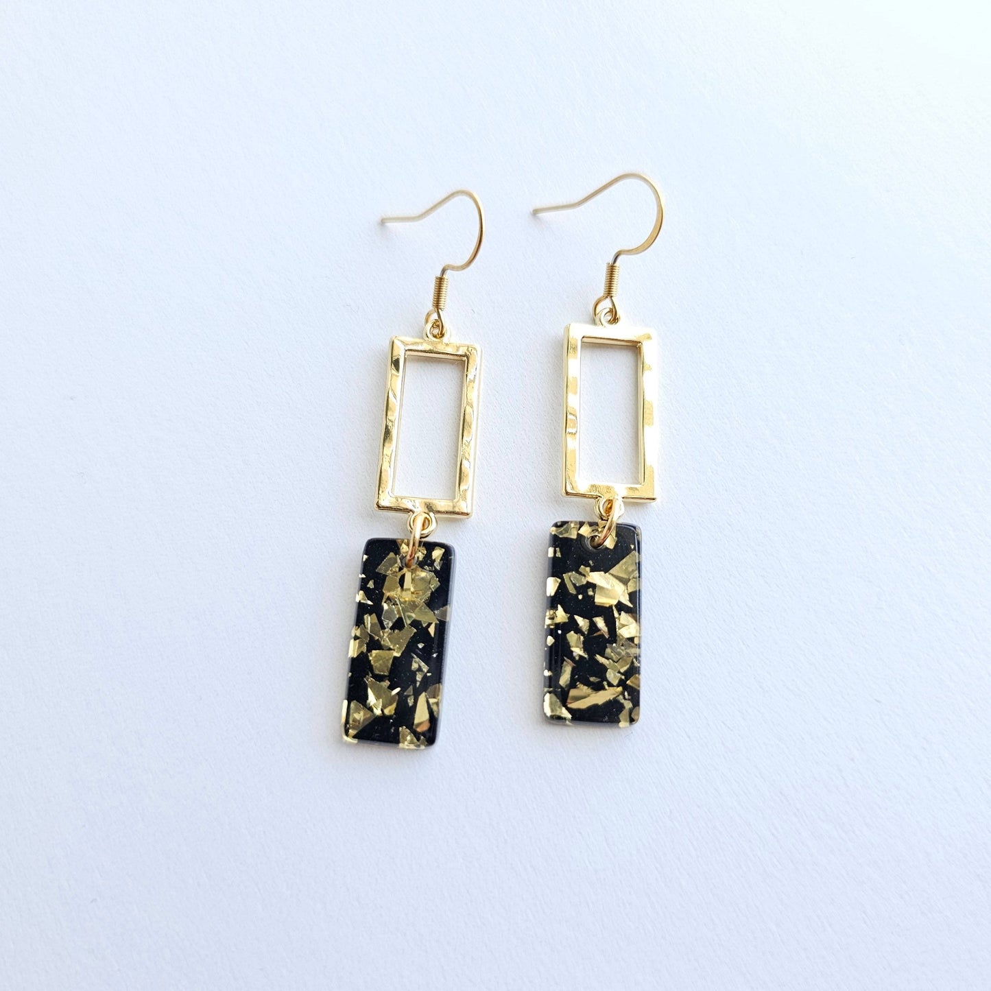 Raya Earrings - Black Gold Flake