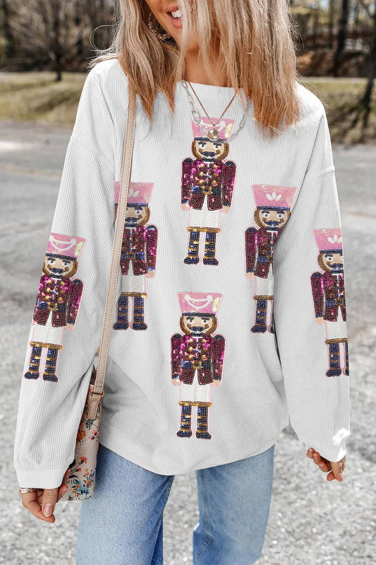 Sequin Nutcracker Corduroy Sweatshirt