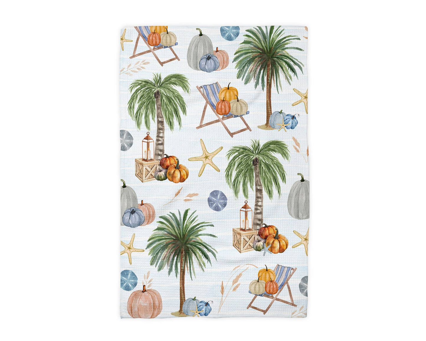 Autumn Leaves Ocean Breeze Kitchen Towel, Coastal Fall Beach