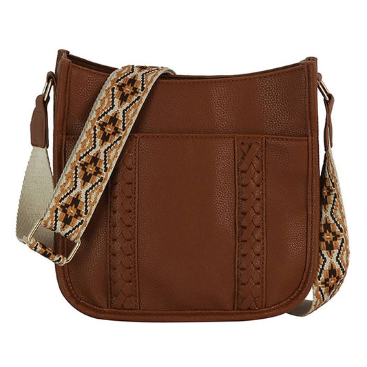 Weaving Detail Guitar Strap Crossbody Bag