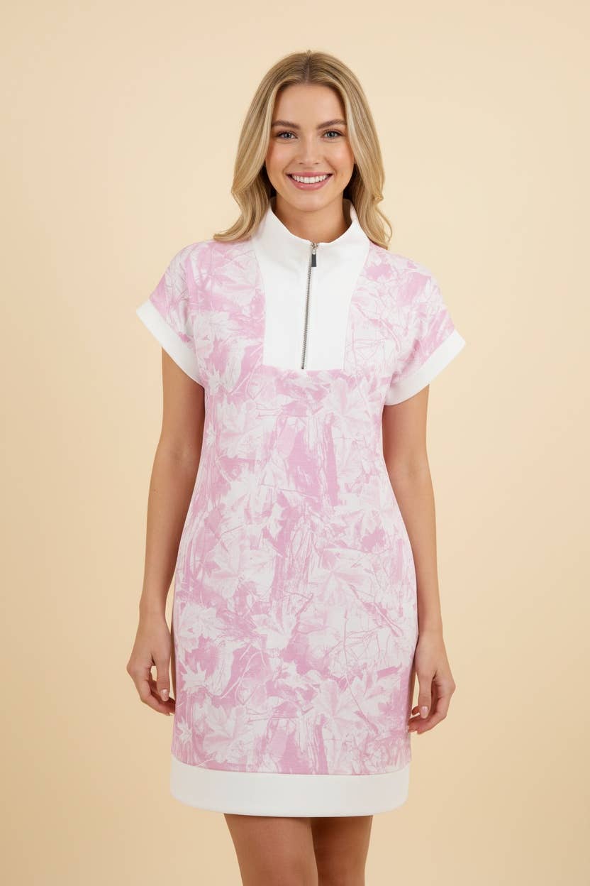 pink leaf dress Button Through Midi Dress