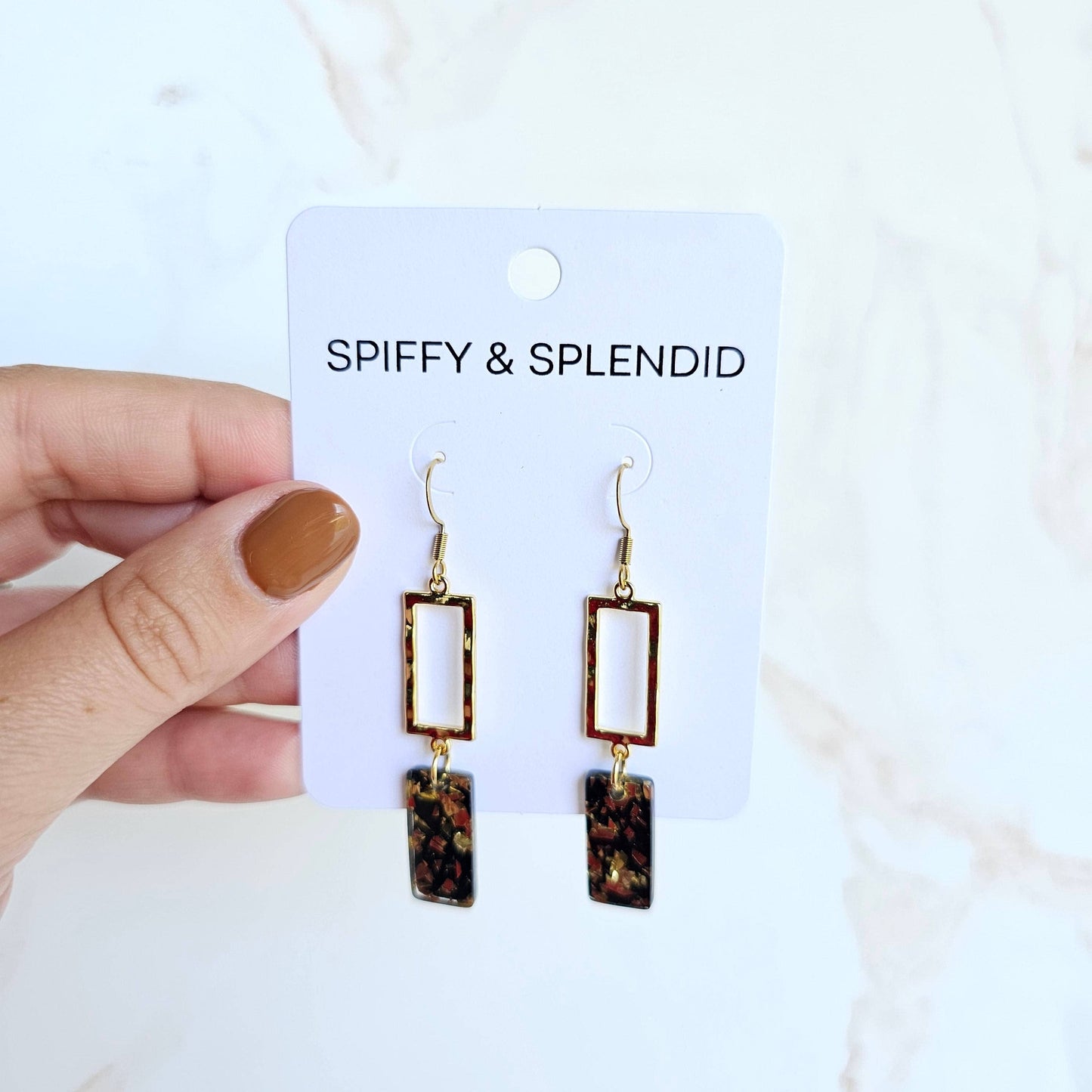 Raya Earrings - Black Gold Flake