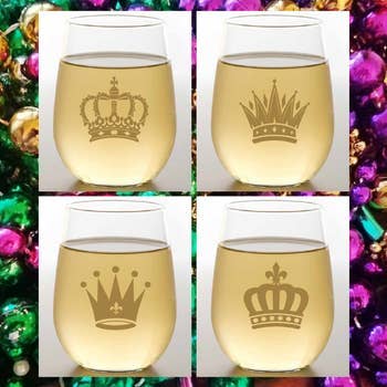 METALLIC CROWNS Unbreakable Tritan Plastic Wine Glasses