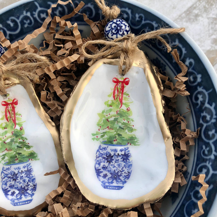 Oyster Ornament | Blue And White Porcelain Christmas Tree