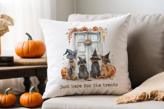 Dog Halloween Pillow, Fall Trick or Treat Decor Throw Pillow