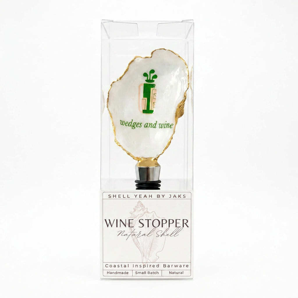 Wedges and Wine Oyster Shell Wine Stopper