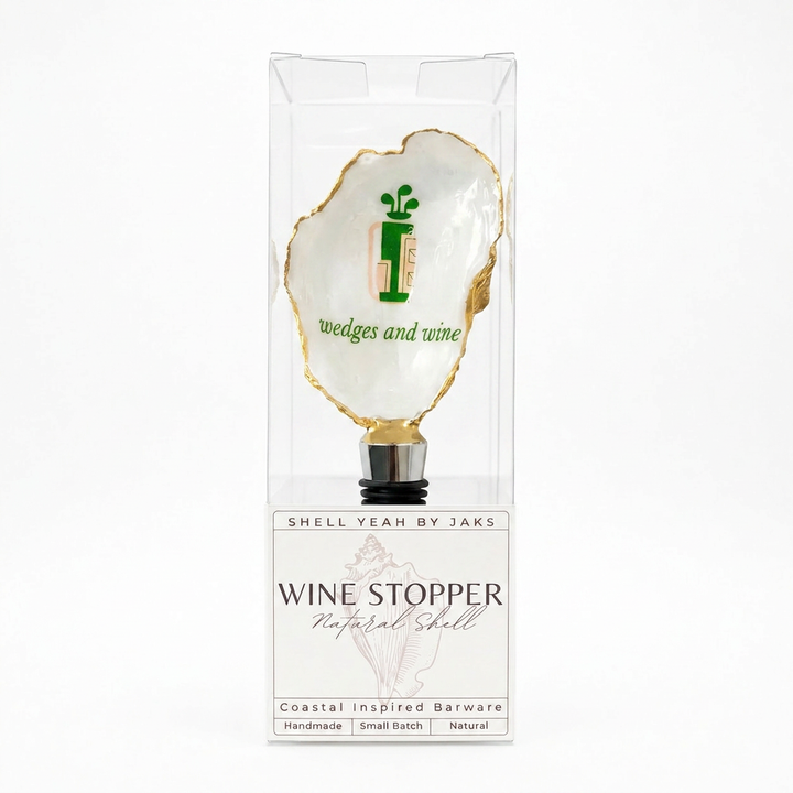 Wedges and Wine Oyster Shell Wine Stopper