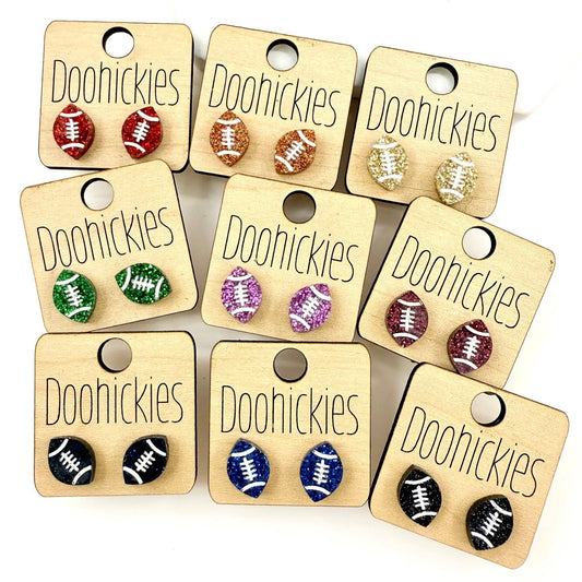 School Spirit Glitter Football Studs