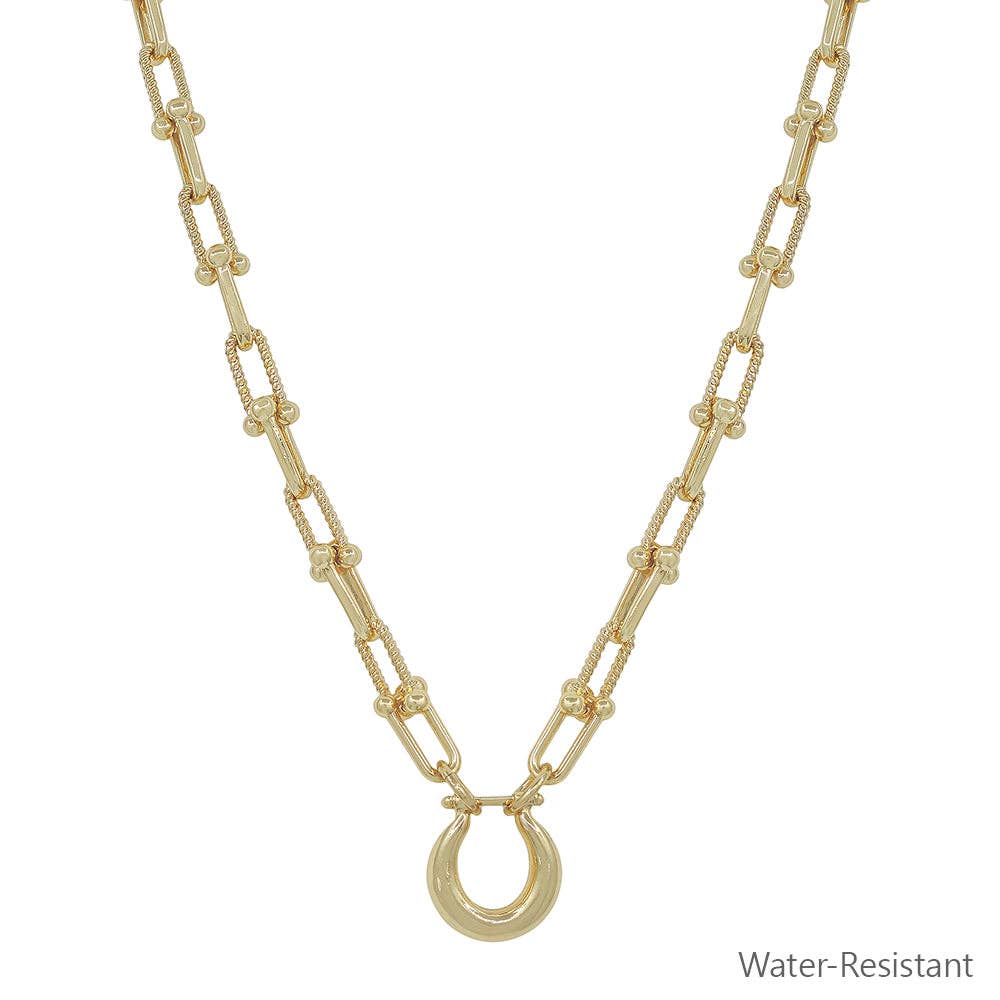 Water Resistant Gold Chunky Chain with Gold Pendant 16"-18" Necklace