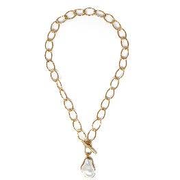 Gold Open Circle with Freshwater Pearl 18" Necklace