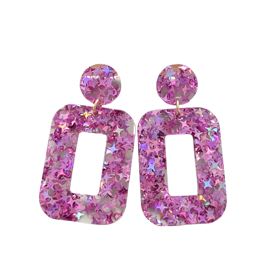 Margot Earrings - Pink Glitter // Spring, Summer, Sparkle