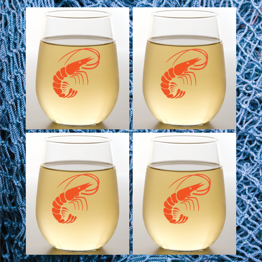 SHRIMP Unbreakable Stemless TRITAN Plastic Wine Glasses