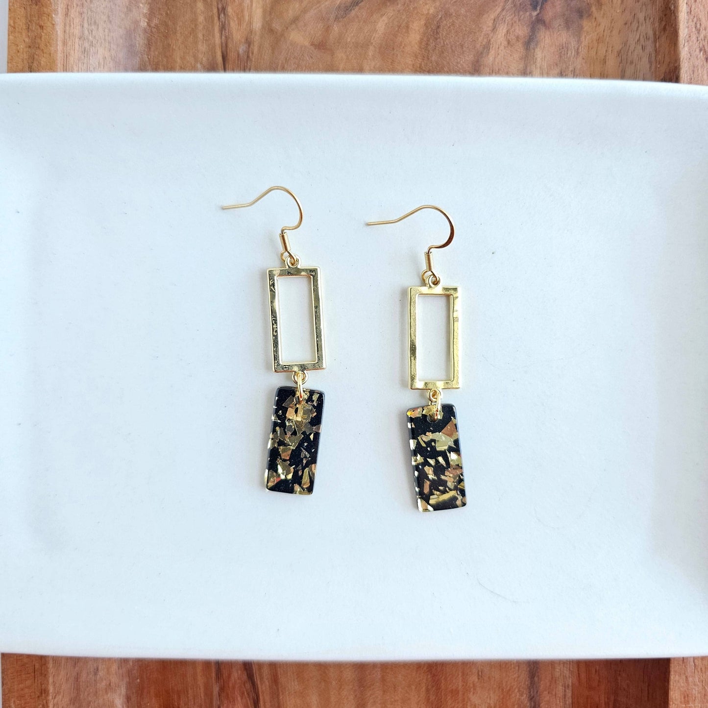 Raya Earrings - Black Gold Flake