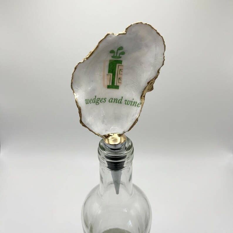 Wedges and Wine Oyster Shell Wine Stopper