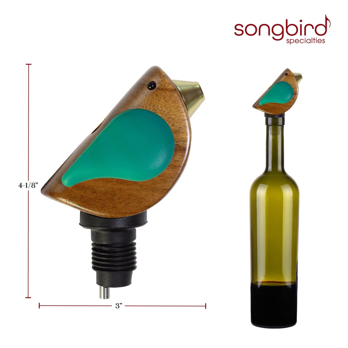 Songbird Specialties® Wine Bottle Pourer, Turquoise
