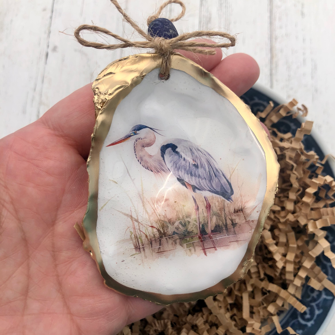 Oyster Ornament | Blue Heron