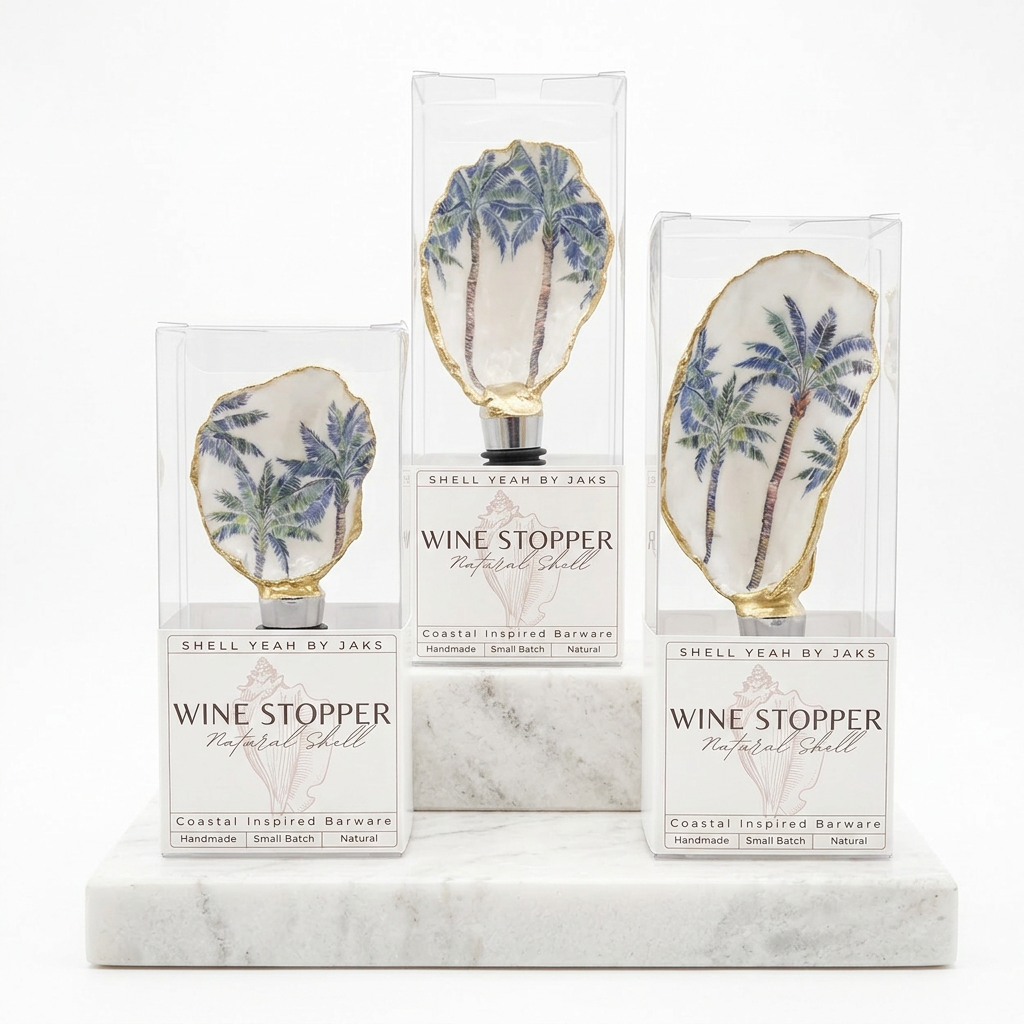 Palm Tree Oyster Shell Wine Stopper