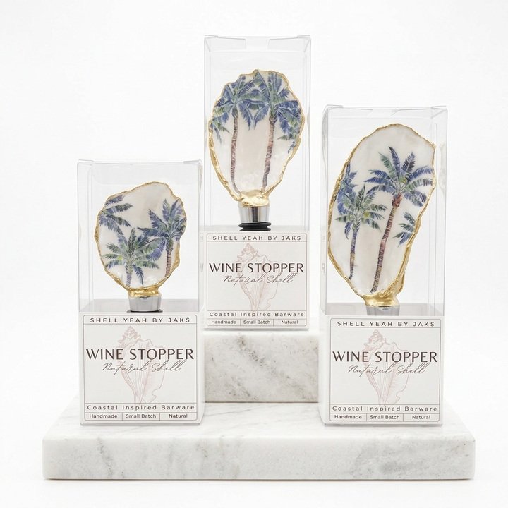Palm Tree Oyster Shell Wine Stopper