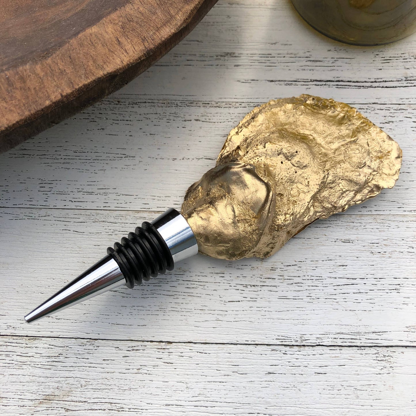 Oyster Wine Stopper--Watercolor Crab