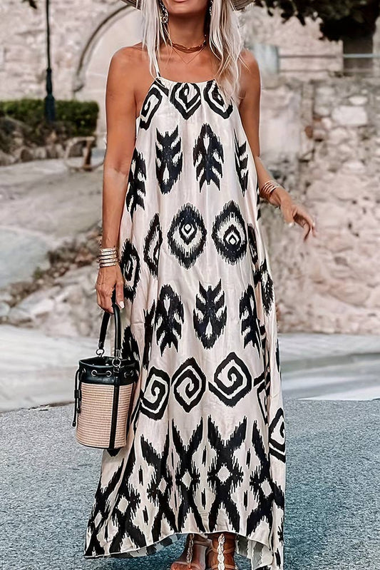 Spaghetti Stap Printed Maxi Dress