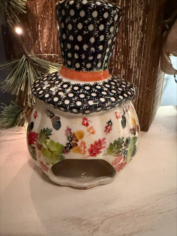 Polish Pottery Pumpkin with Hat