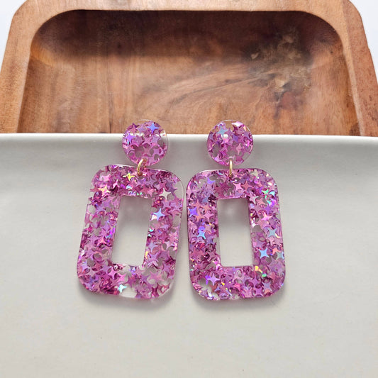 Margot Earrings - Pink Glitter // Spring, Summer, Sparkle