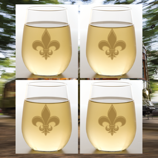 FLEUR DE LIS Unbreakable TRITAN Plastic Wine Glasses