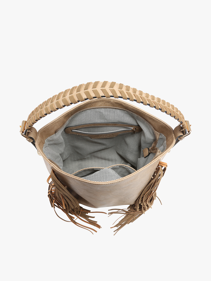Sav Distressed Hobo Bag w/ Fringe Detail