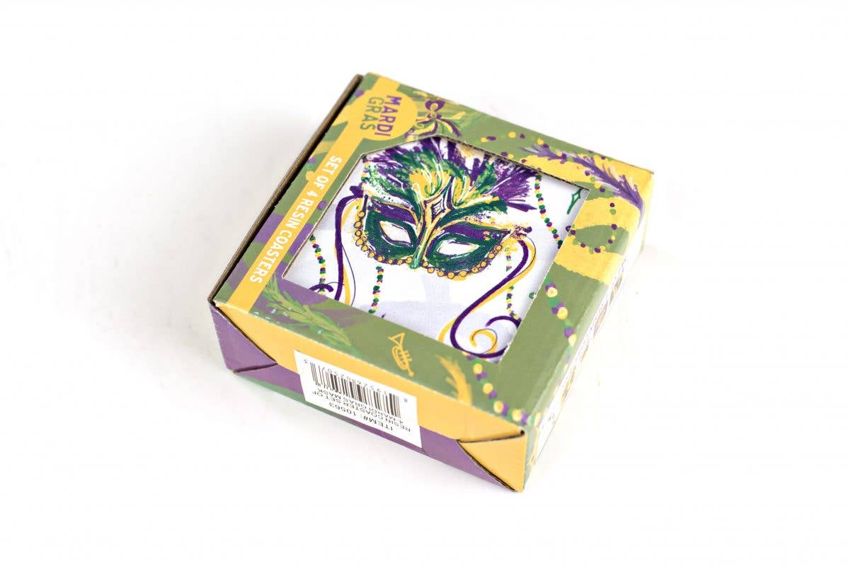 Mardi Gras Mask Coaster Set