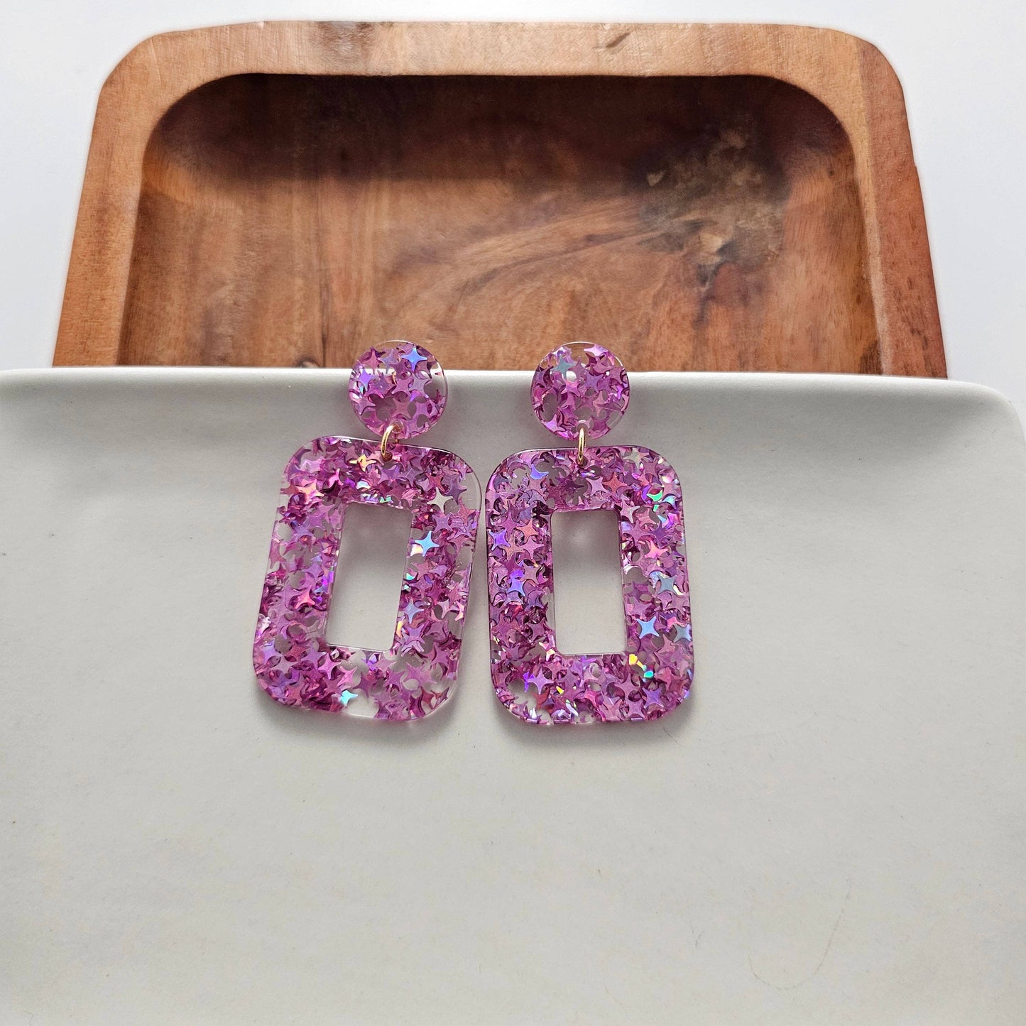 Margot Earrings - Pink Glitter // Spring, Summer, Sparkle