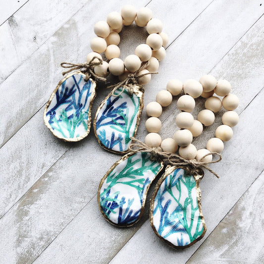 Oyster Shell Napkin Rings | Seagrass Print