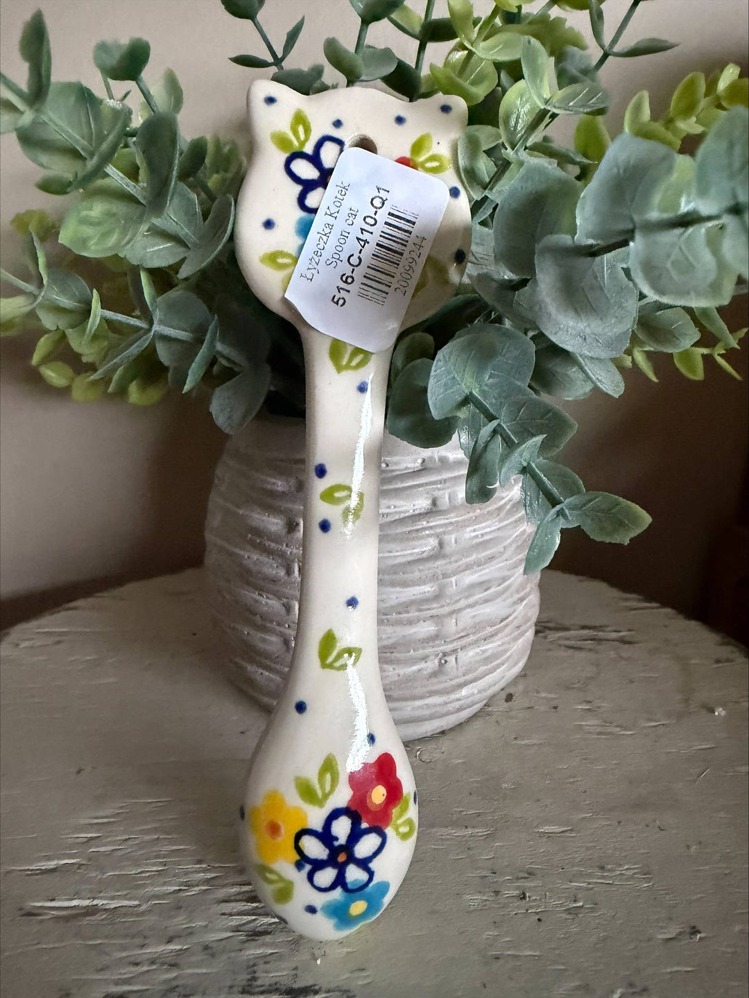 Polish Pottery Cat Spoon