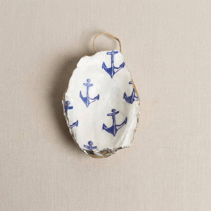 Navy Anchor Oyster Ornament