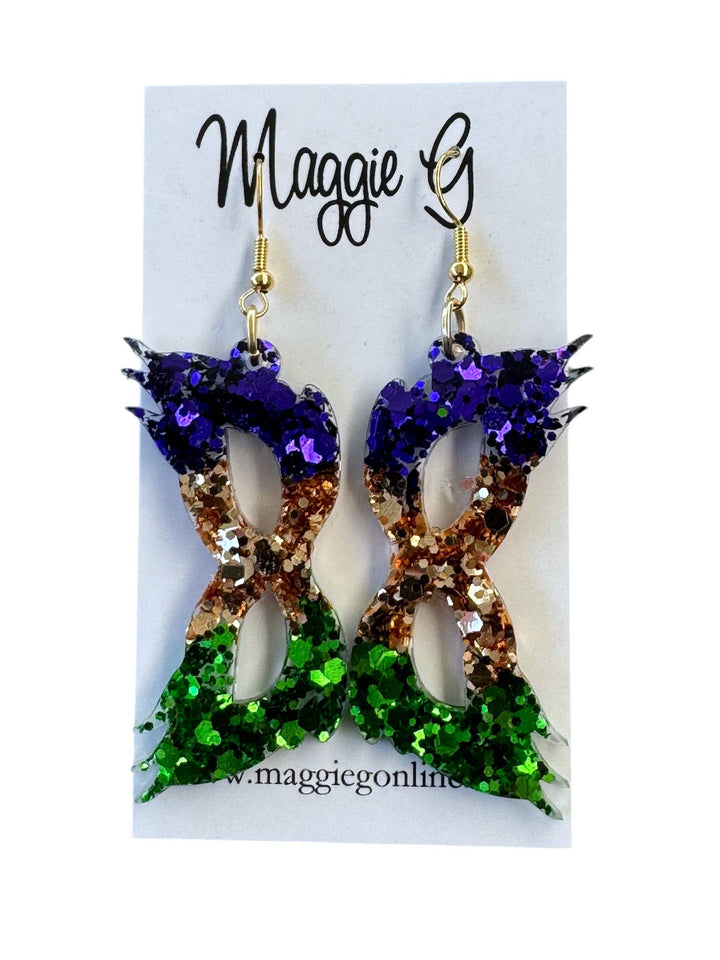 Mardi Gras Mask Glitter Earrings