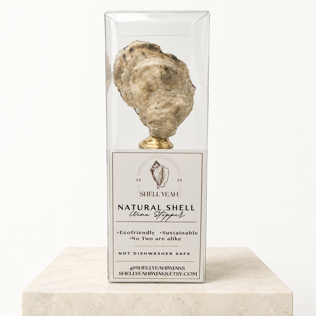 Tropical Leaf Oyster Shell Wine Stopper