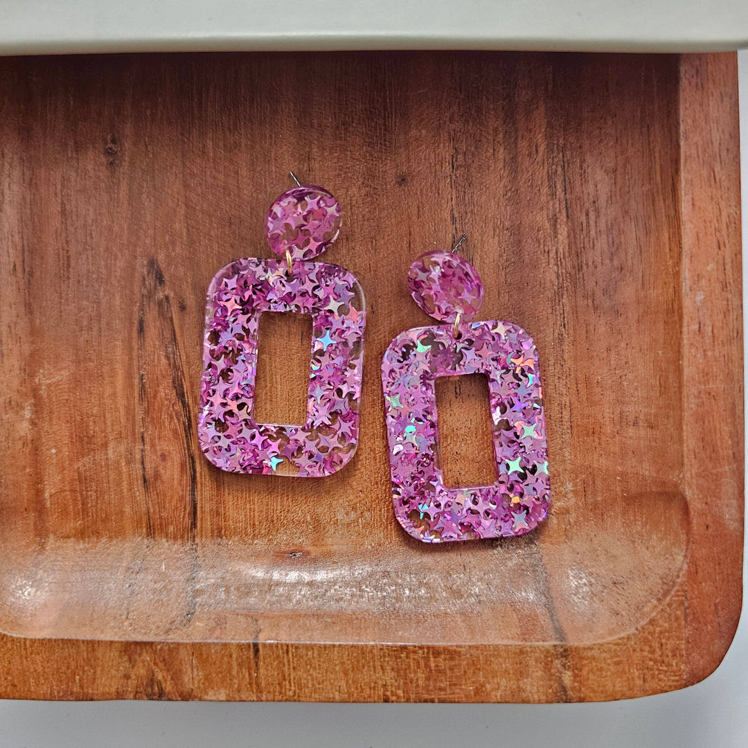 Margot Earrings - Pink Glitter // Spring, Summer, Sparkle