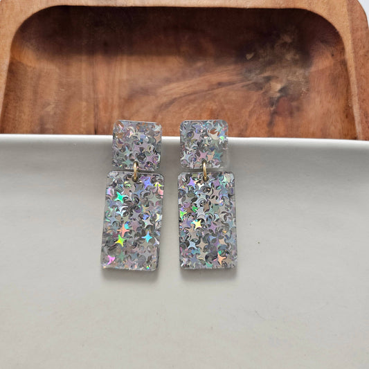 Ida Earrings - Silver Glitter // Holiday, Jewelry, Christmas