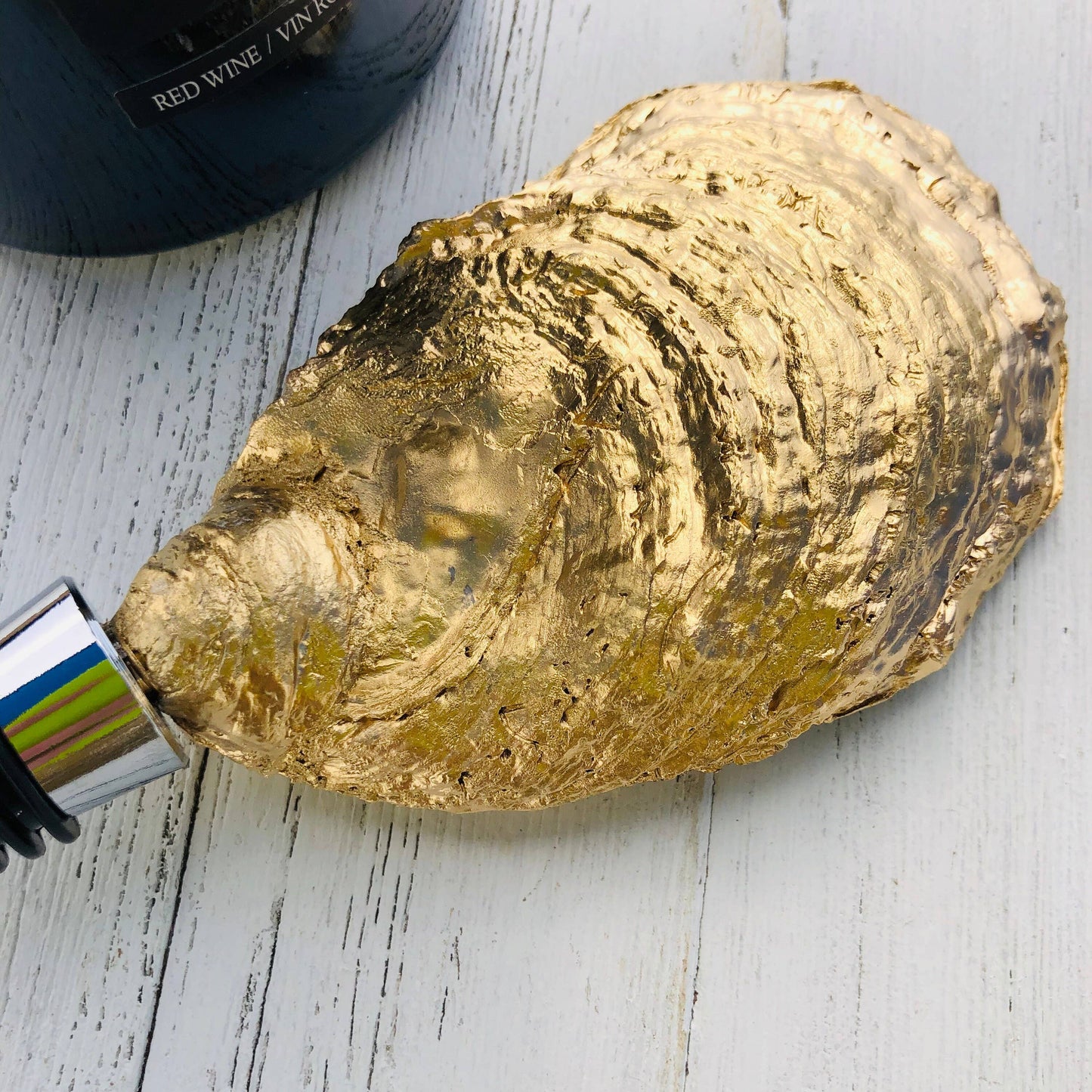 Oyster Shell Wine Stopper--Vibrant Chinoiserie