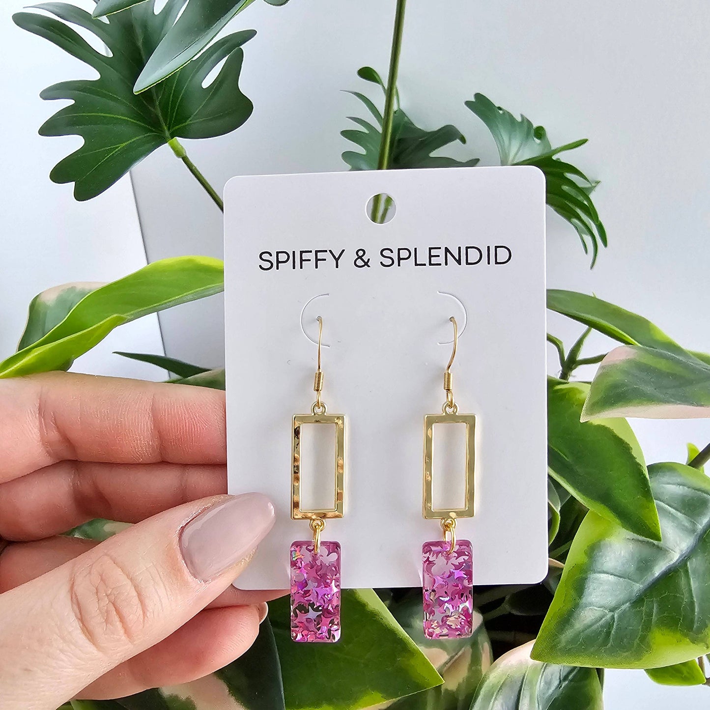 Raya Earrings - Pink Glitter