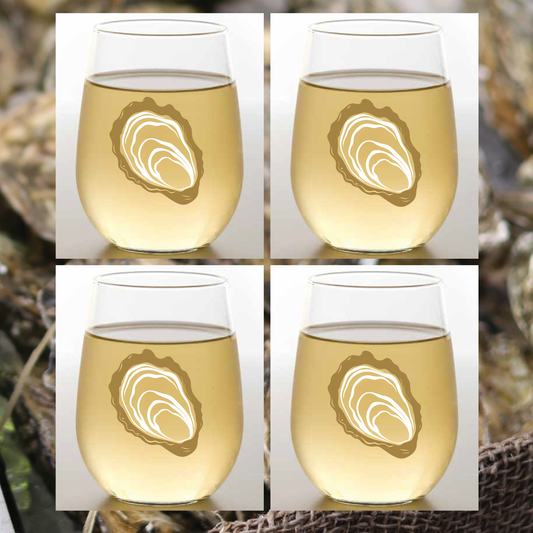 OYSTERS METALLIC Tritan Unbreakable Stemless Wine Tumblers