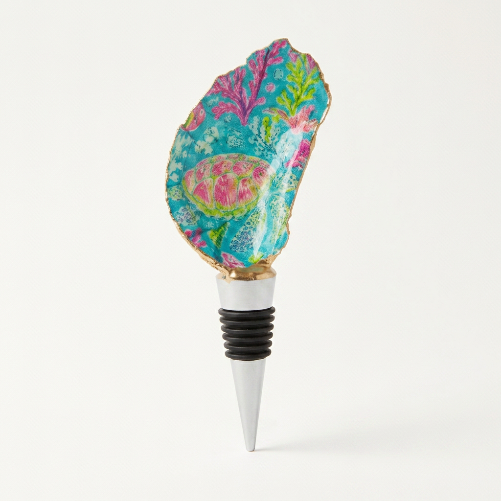 Sea Turtle Reef Oyster Shell Wine Stopper