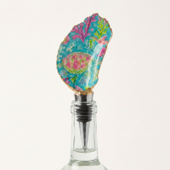 Sea Turtle Reef Oyster Shell Wine Stopper
