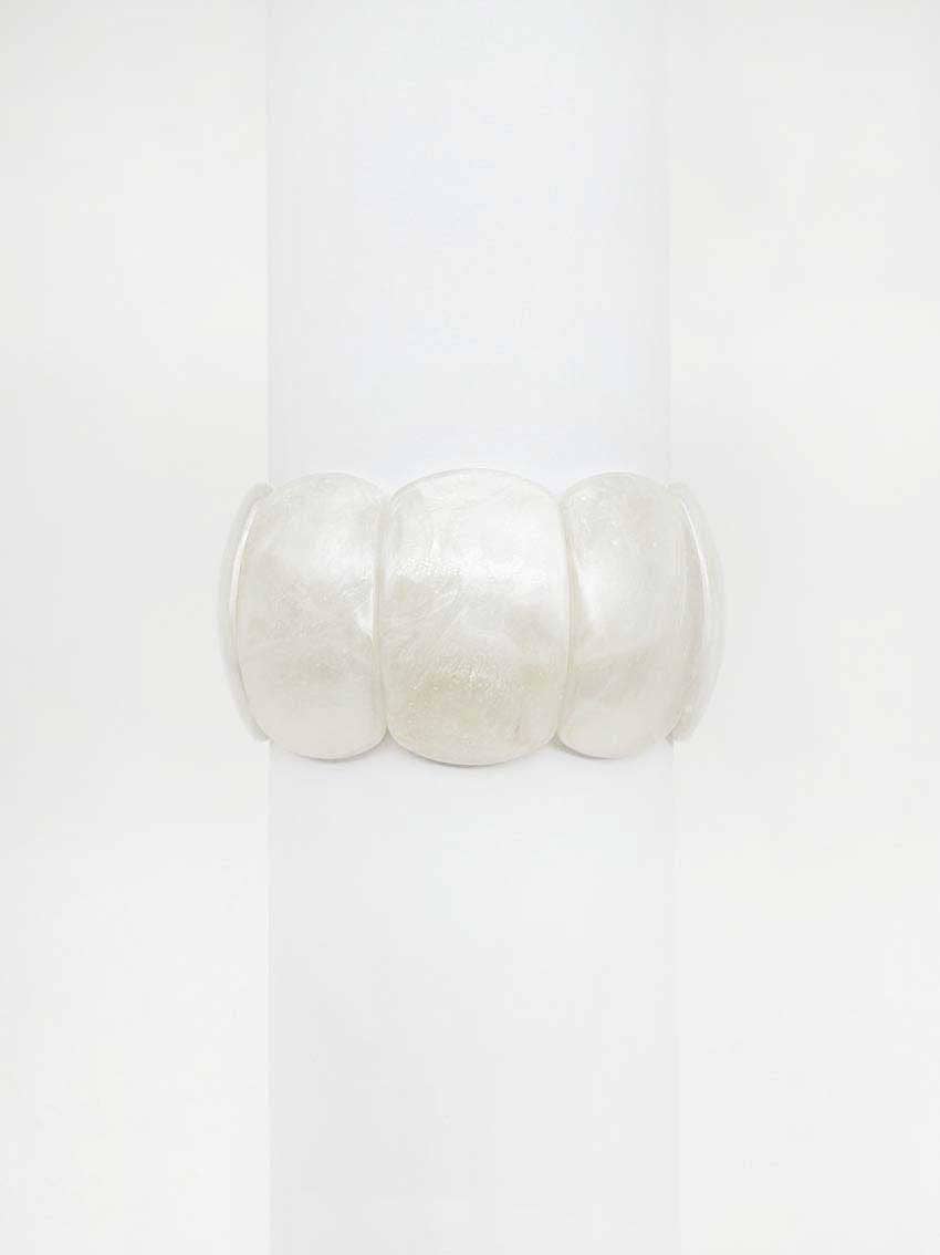 White Acrylic 1.25" Wide Stretch Bracelet