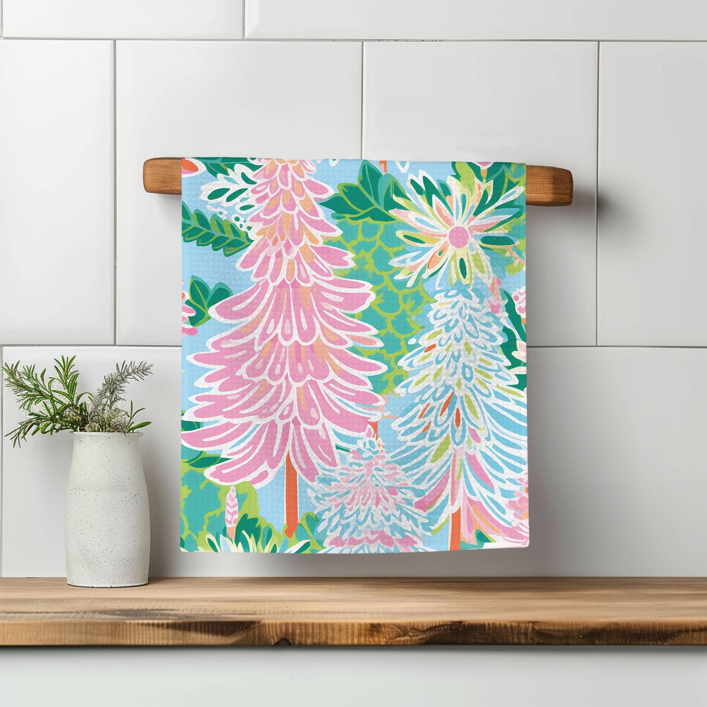 Preppy Beach Christmas Kitchen Towel