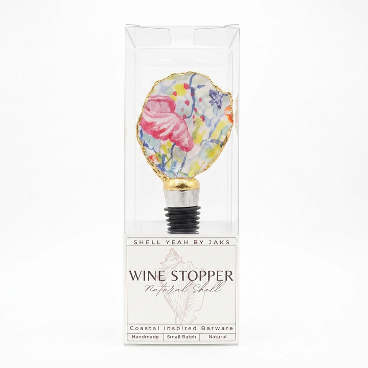 Watercolor Ocean Oyster Shell Wine Stopper