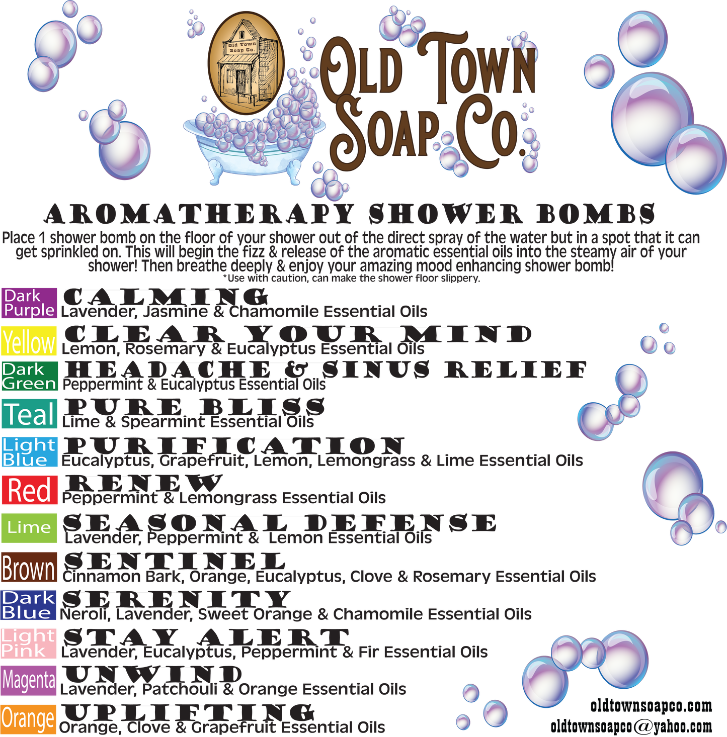 Shower Bombs/Steamer Singles -Avail in 7 Blends