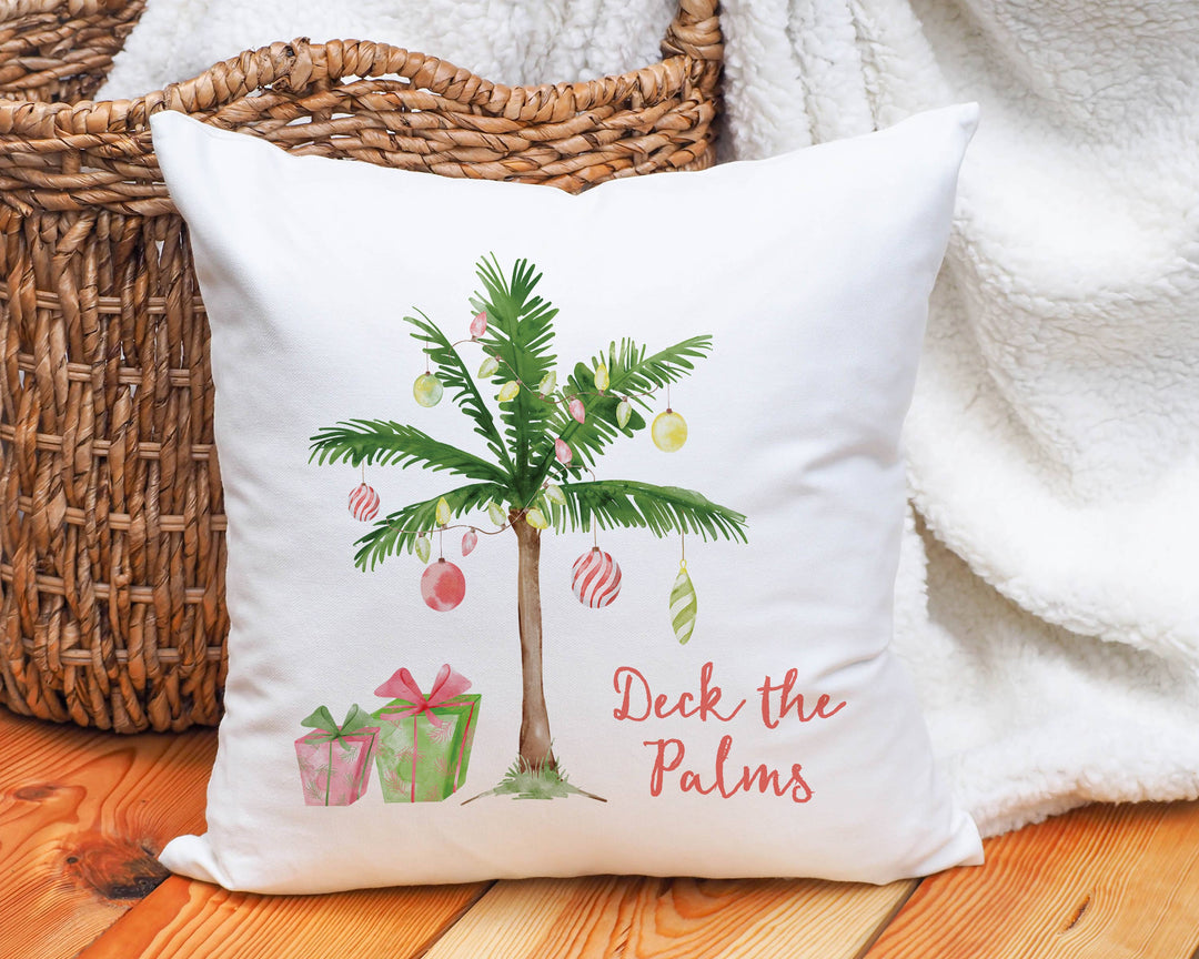 Palm Tree Christmas Throw Pillow, Christmas in July Decor