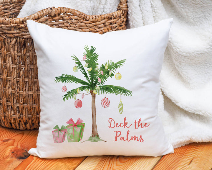 Palm Tree Christmas Throw Pillow, Christmas in July Decor
