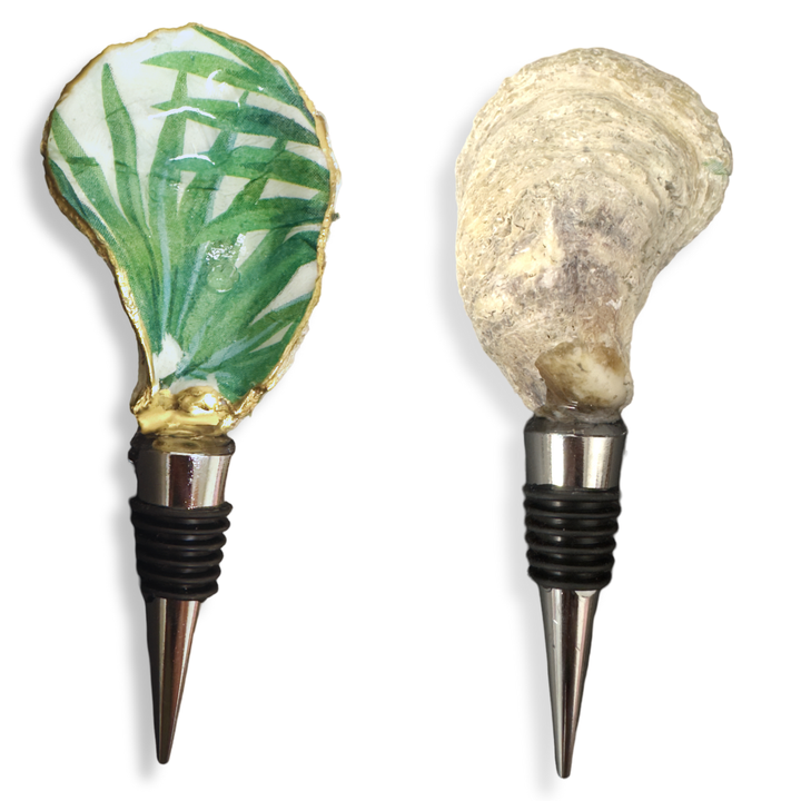 Tropical Leaf Oyster Shell Wine Stopper