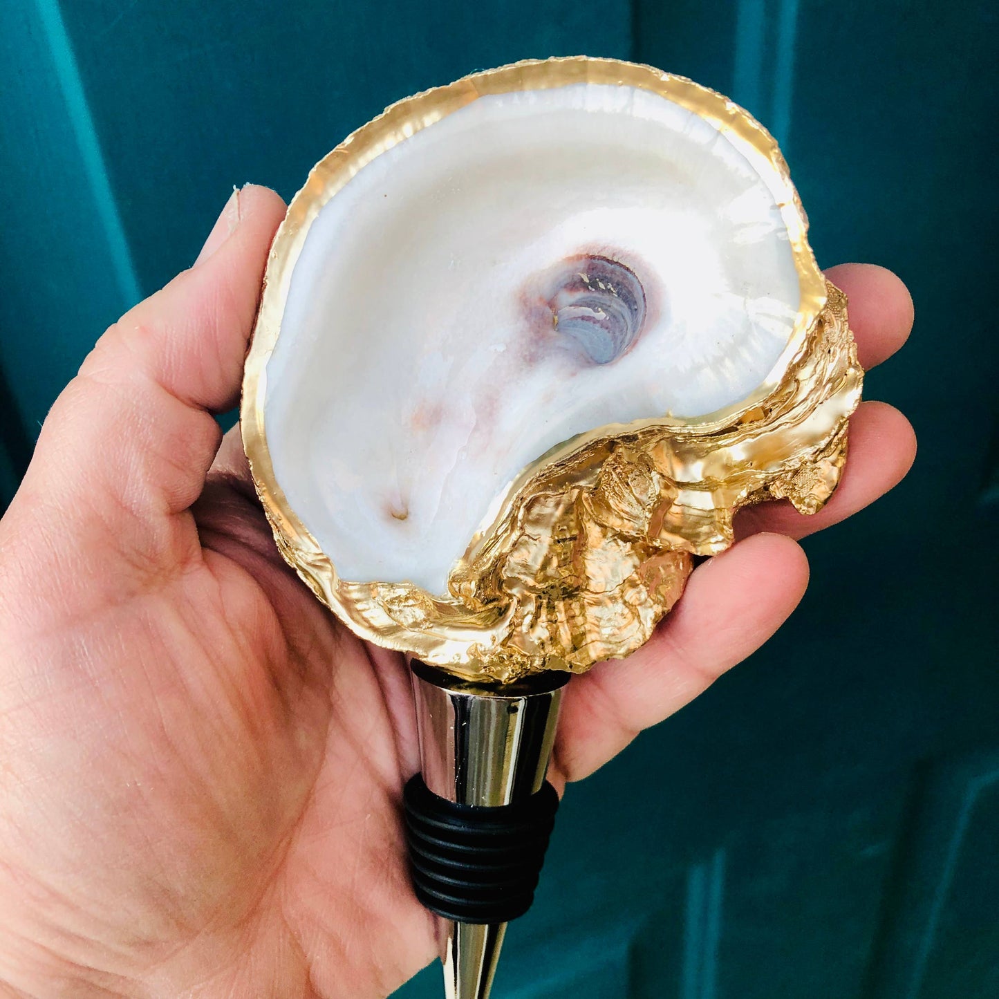 Oyster Shell Wine Stopper--Sea Turtle